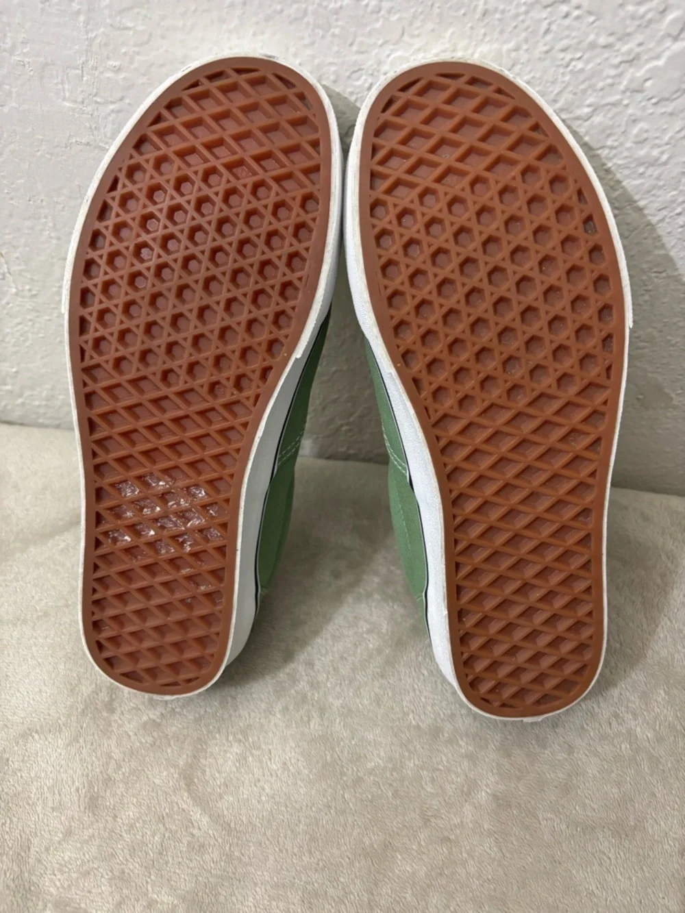Vans Olive Green Low Top Canvas Sneakers with White Laces