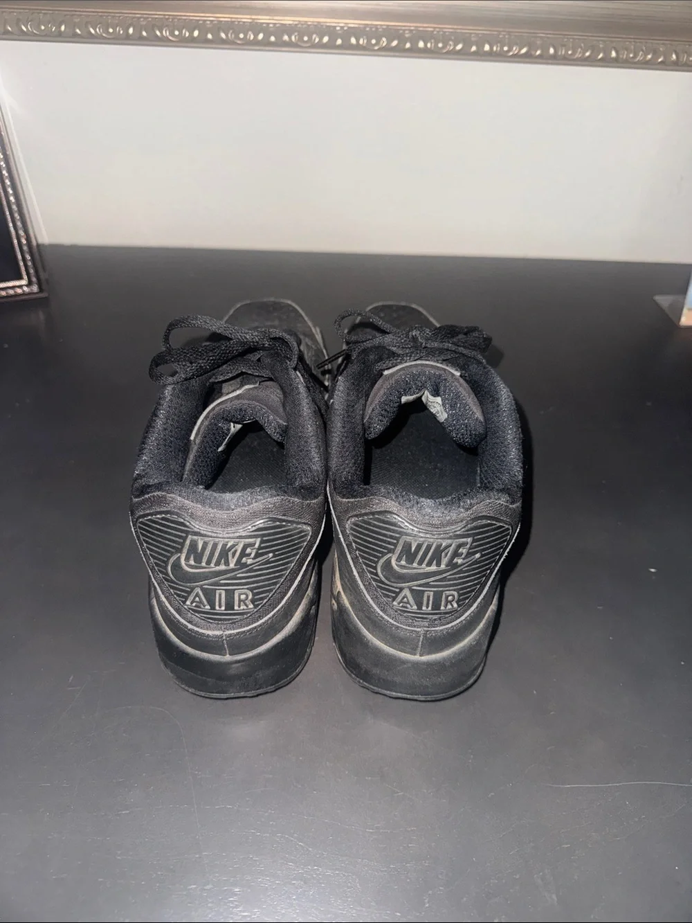 Nike Men's Black Sneakers with Gold Swoosh