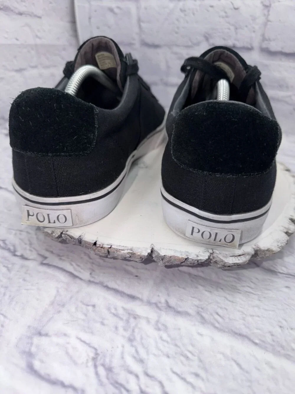 Mens Polo Ralph Lauren Sayer Black Canvas and Suede Sneakers Shoes Sz 11.5