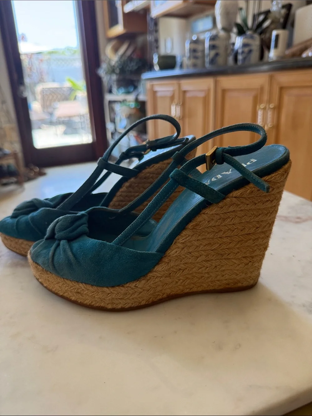 Prada espadrille teal