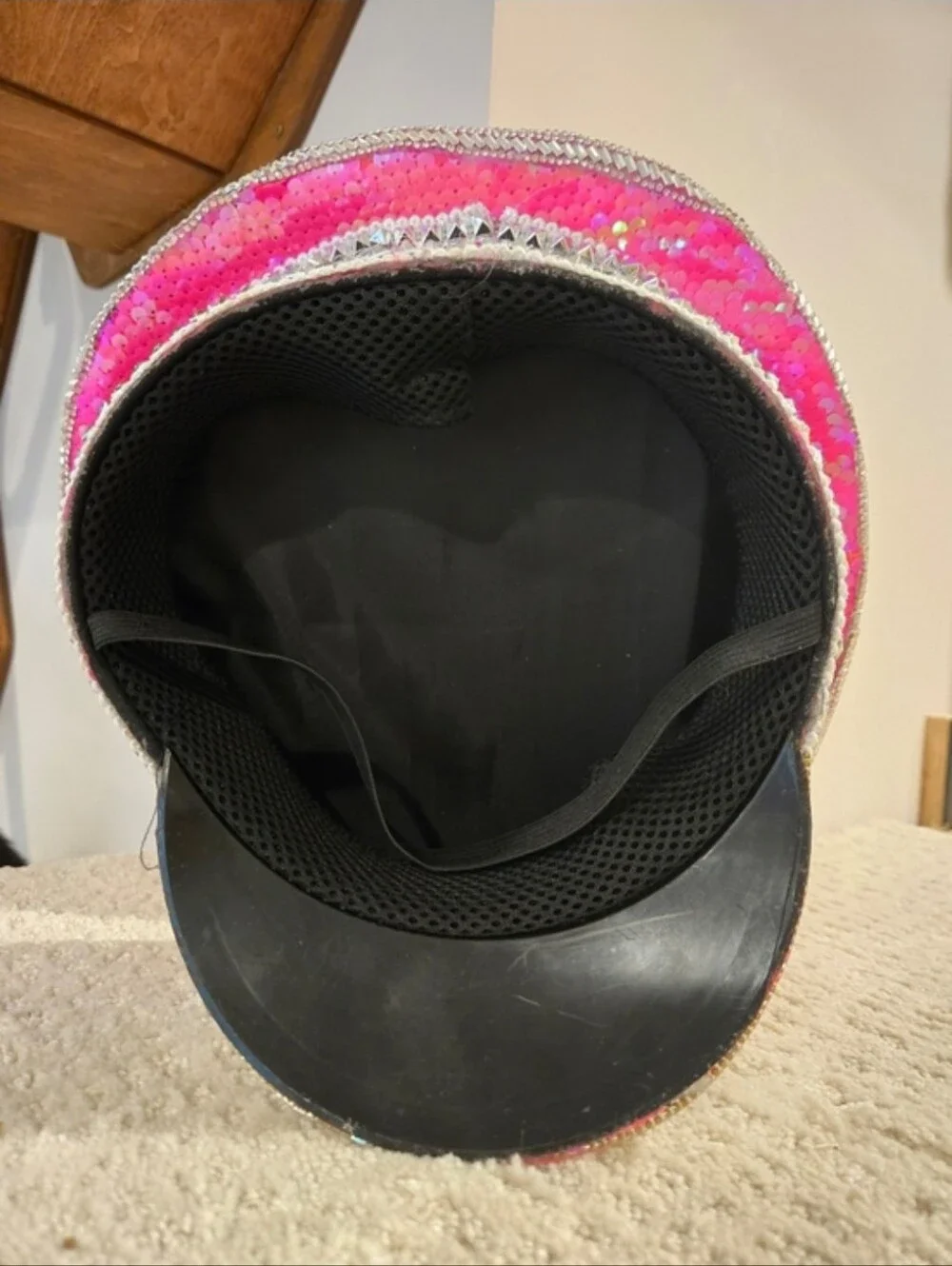 Pink Sequin Captain Hat Women's Festival Sequin Pink Flamingo