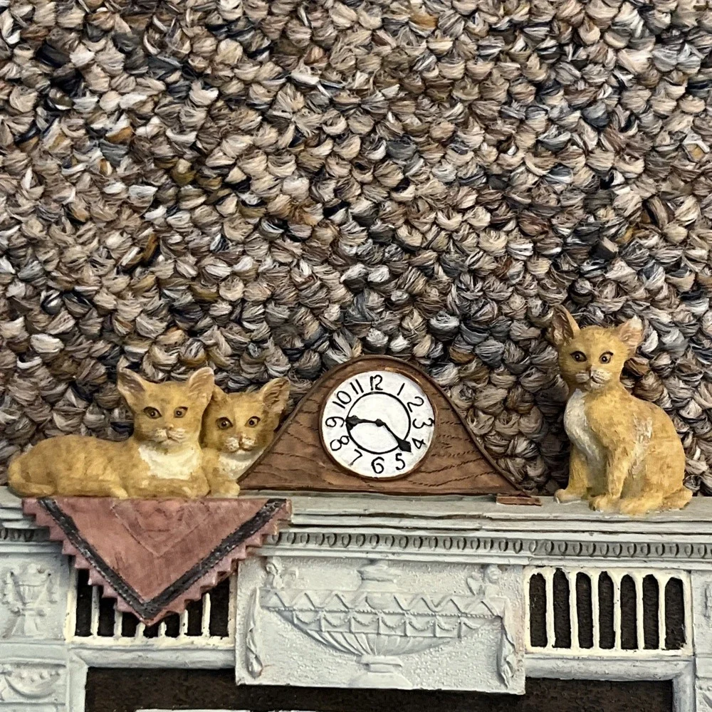 Hand Painted Cat Themed Frame Decor Animal Home Hearth Architectural Pillars