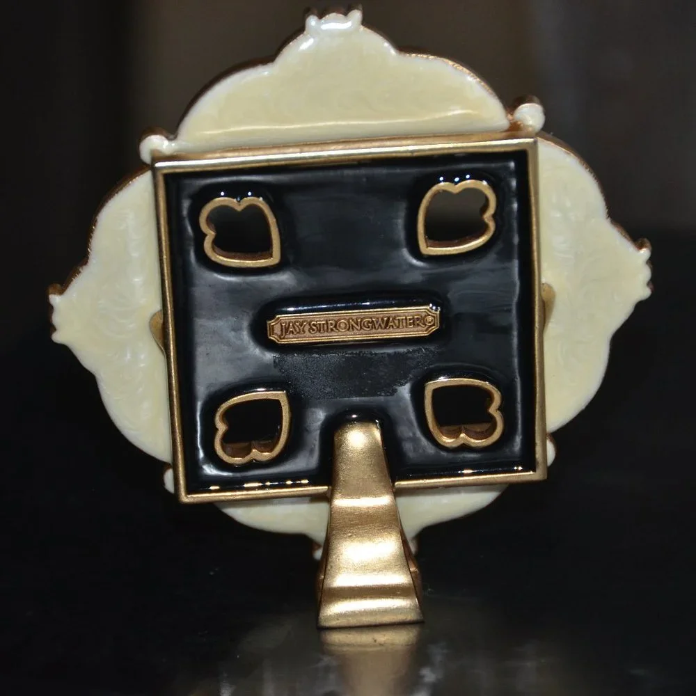 RARE RETIRED JAY STRONGWATER WARNER BLACK PAVE DIAMOND LACE CRYSTAL ENAMEL FRAME