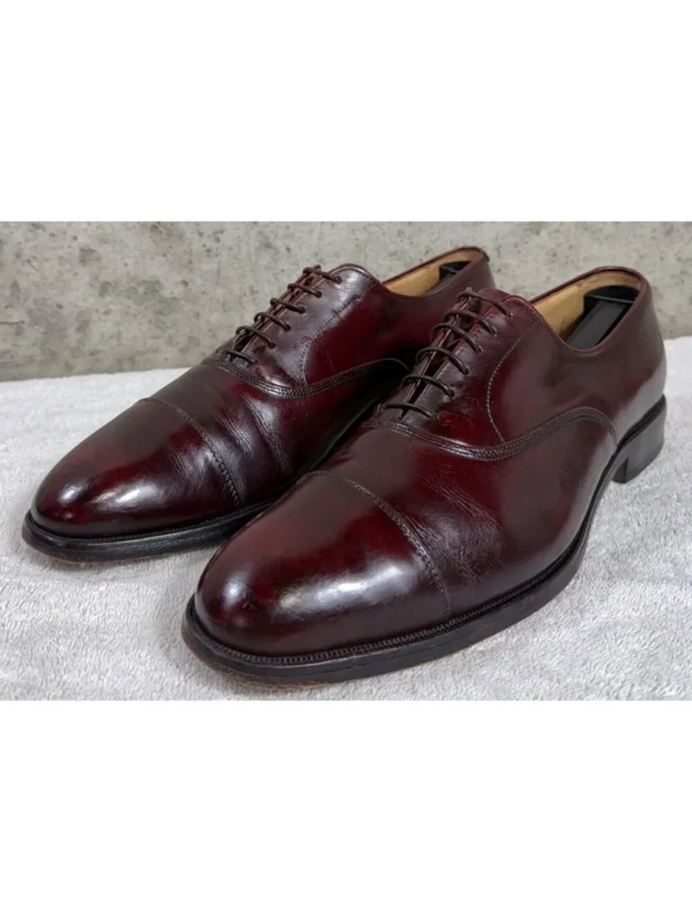 ALLEN EDMONDS  “PARK AVENUE” BURGUNDY SHELL CORDOVAN LEATHER OXFORDS SIZE 10C