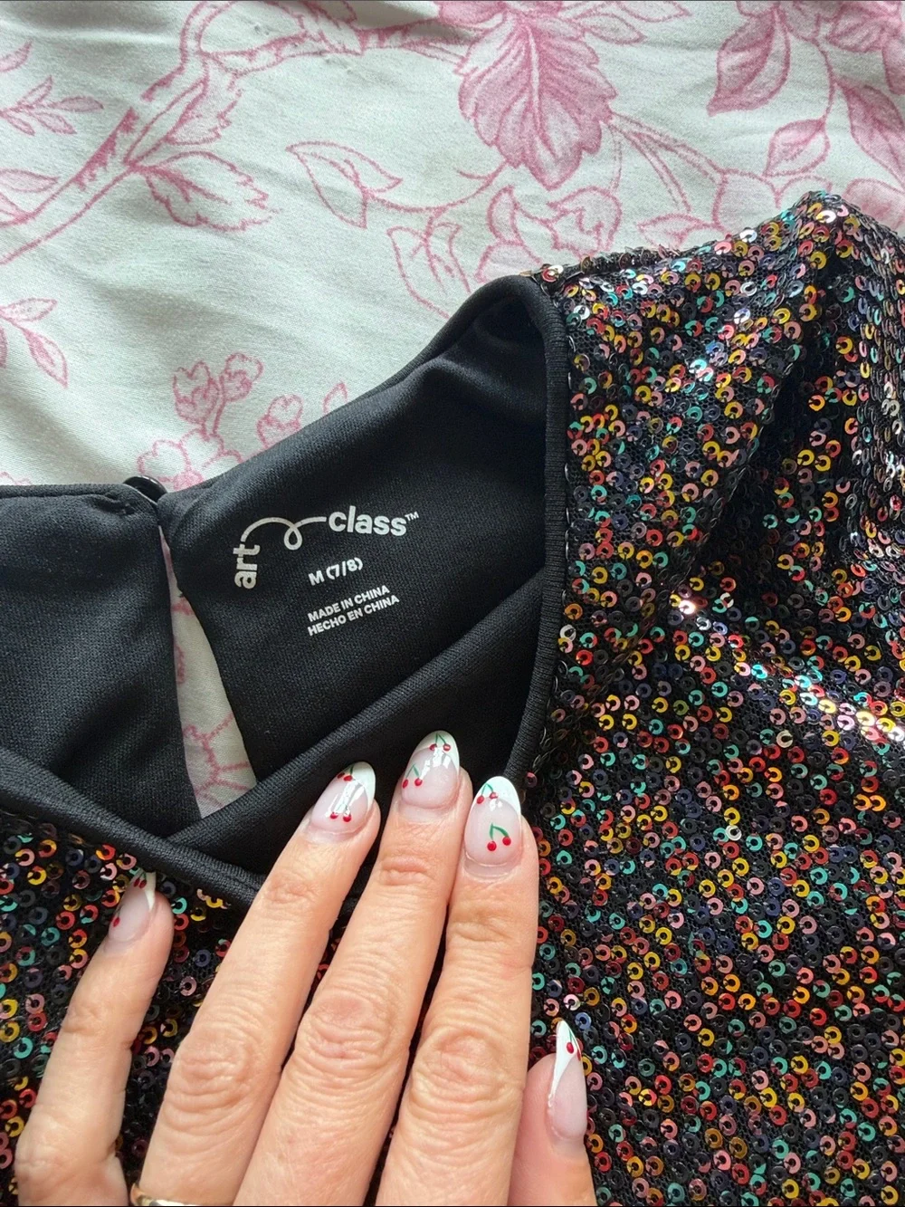 art class Black Multicolor Sequin Shift Dress