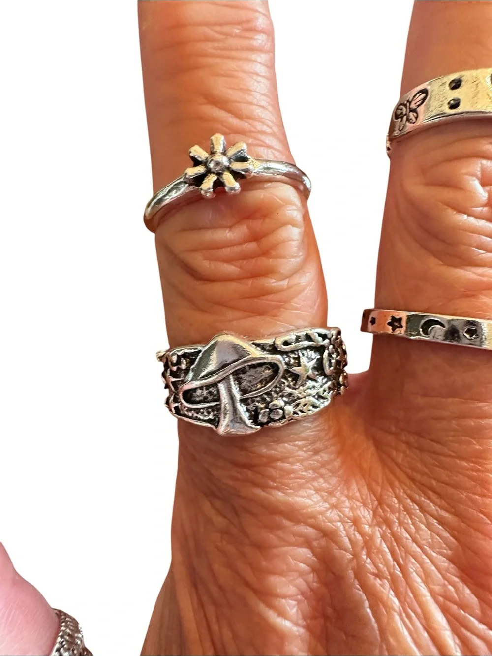 7 Piece Silver Variety Ring Set