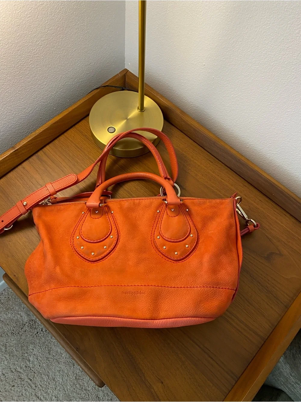 See By Chloe Orange Leather Large Satchel with Gold Hardware