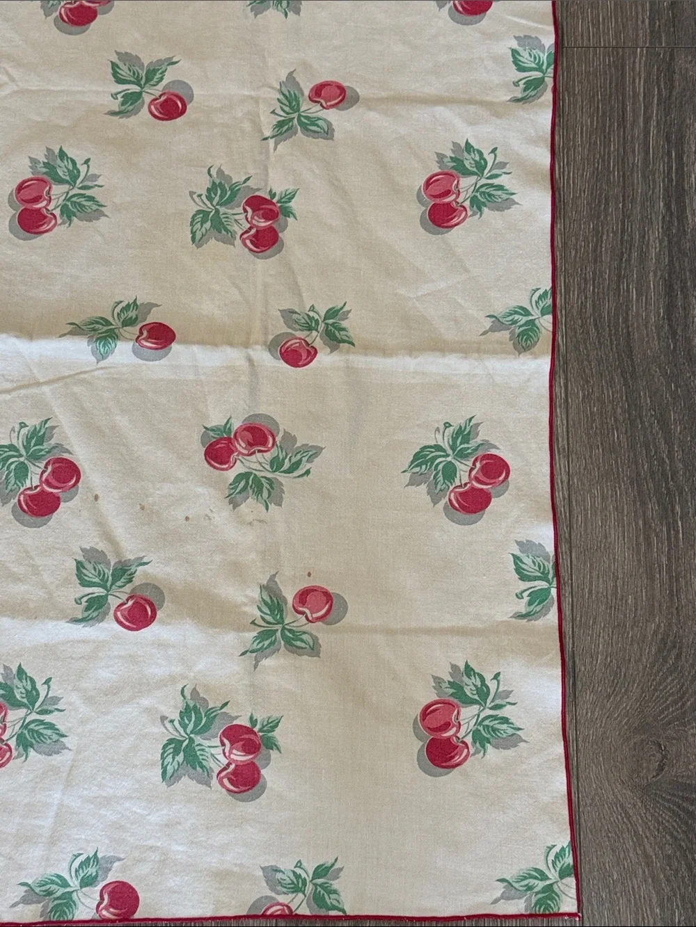 Vintage Square Small Cherries Table Cloth Cover with Napkins