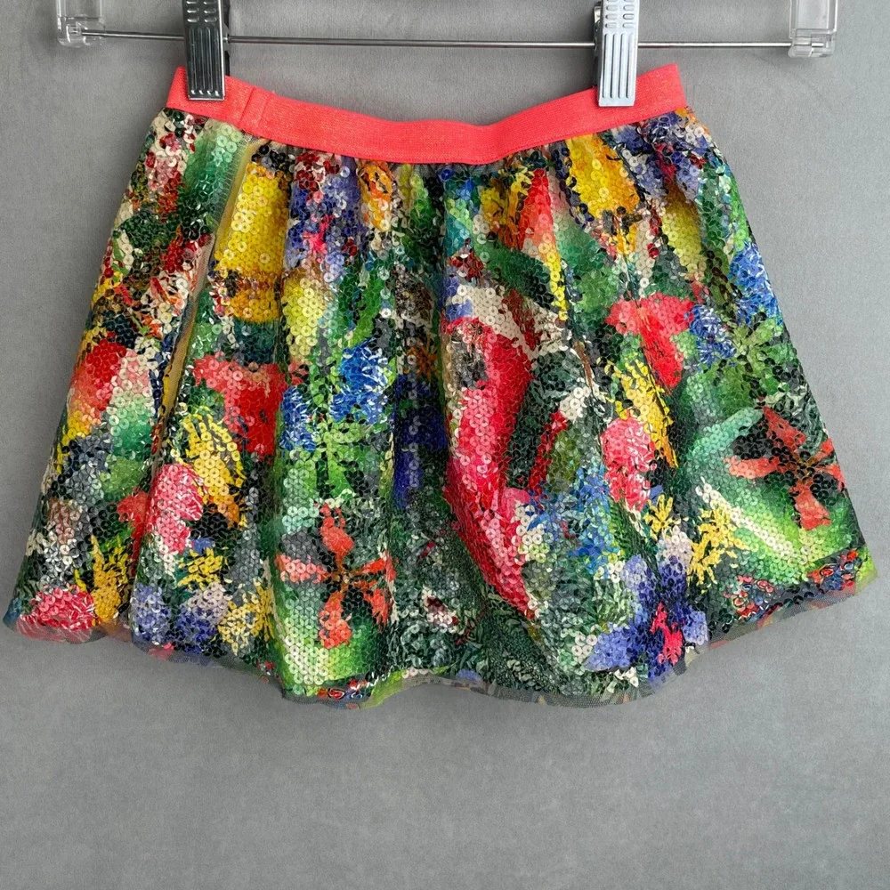 Kate Morgan Studio x HM Girls Multi Color Sequin Tropical Parrot Skirt Size 2-4Y