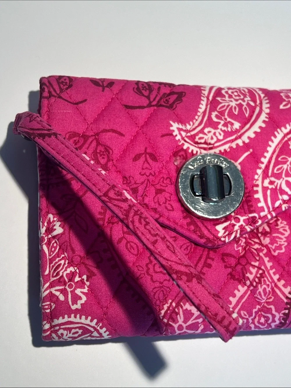Vera Bradley Hot Pink Quilted Paisley Envelope Clutch