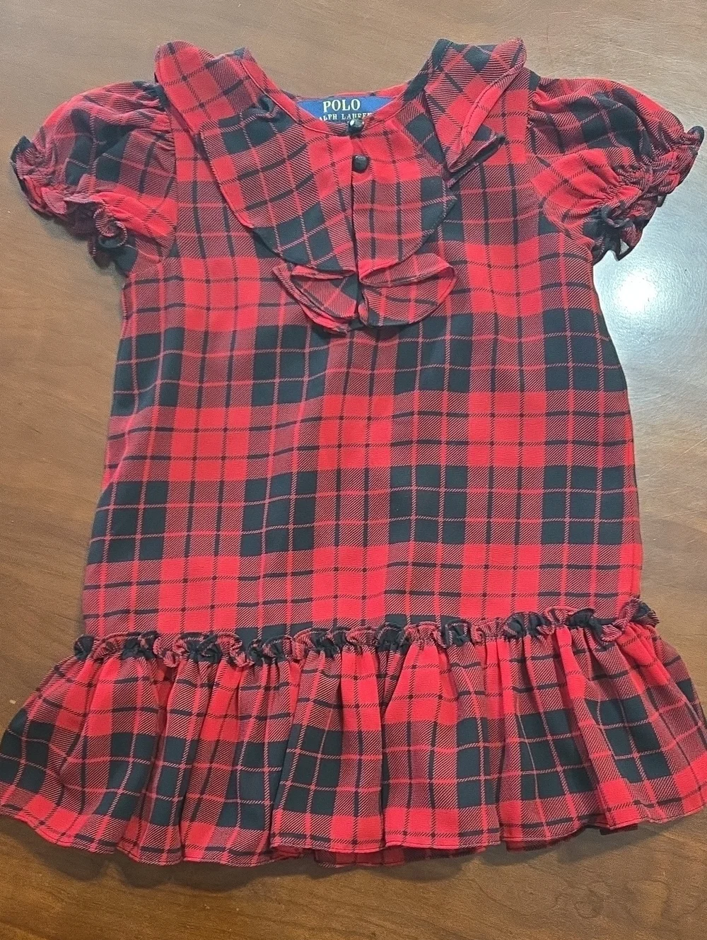 Polo Ralph Lauren Red & Black Plaid Ruffle Dress
