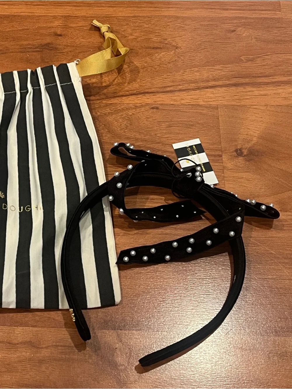 Lele Sadoughi Pearl Jet Bardot Ribbon Headband - NWT