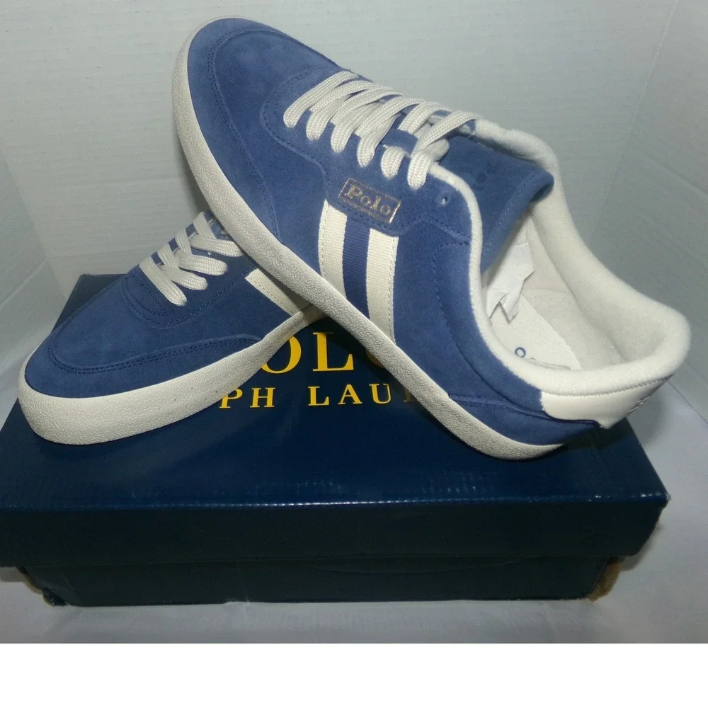 Polo Ralph Lauren Court VLC Mens SZ 8.5 Navy Suede Sneakers Low Top Shoes NIB