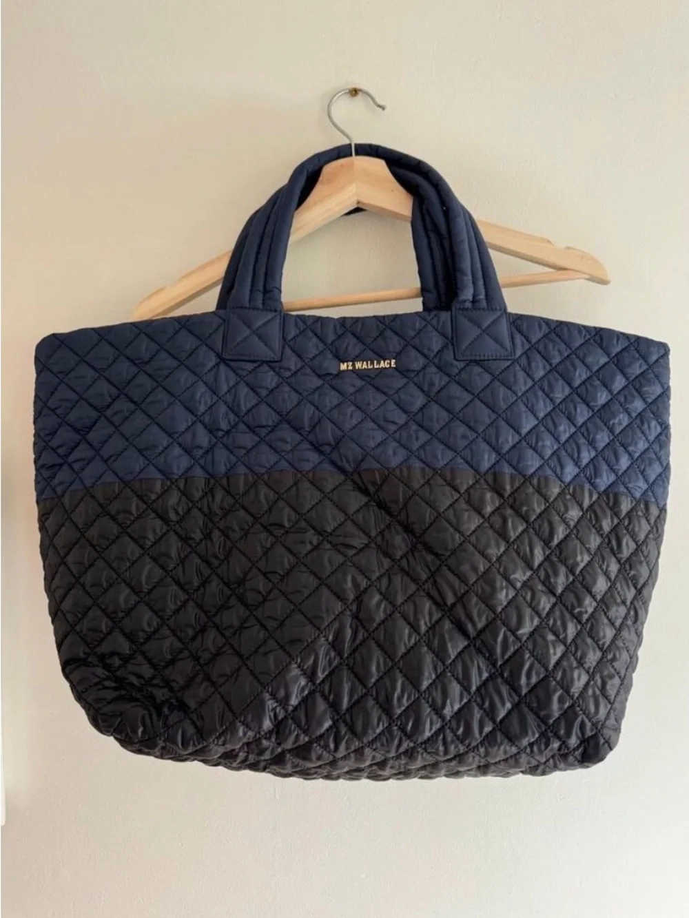 MZ Wallace Large Metro Quilted Navy and Black Two-Tone Tote