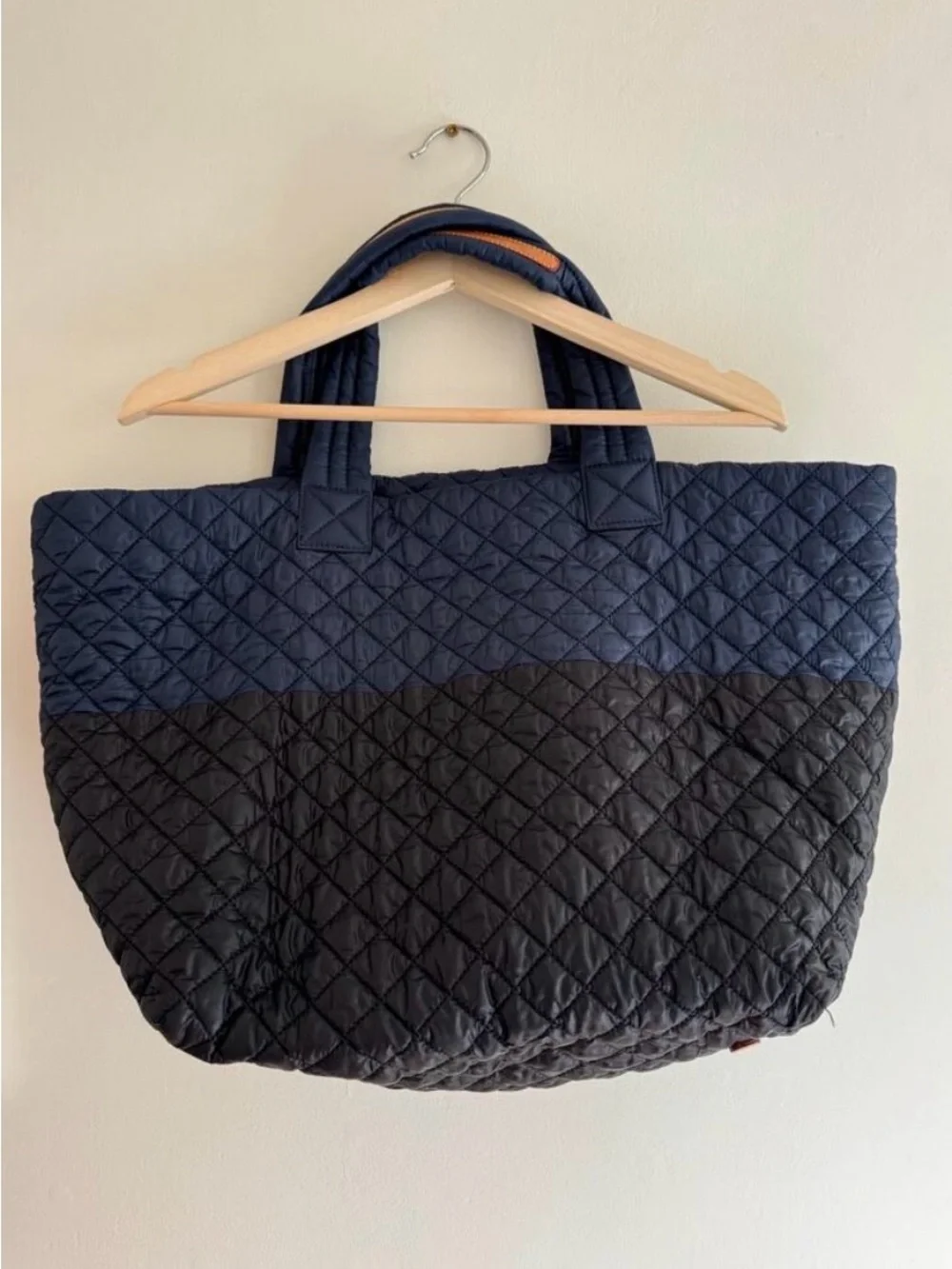 MZ Wallace Large Metro Quilted Navy and Black Two-Tone Tote