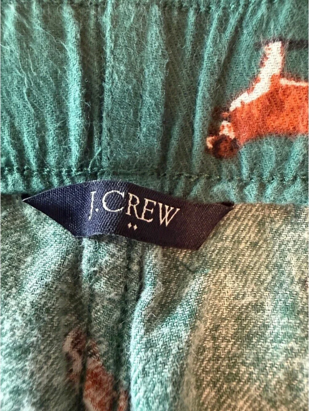 J.Crew Fox Print Pajama Pants Green Cotton Lounge Sleepwear XL Cabincore