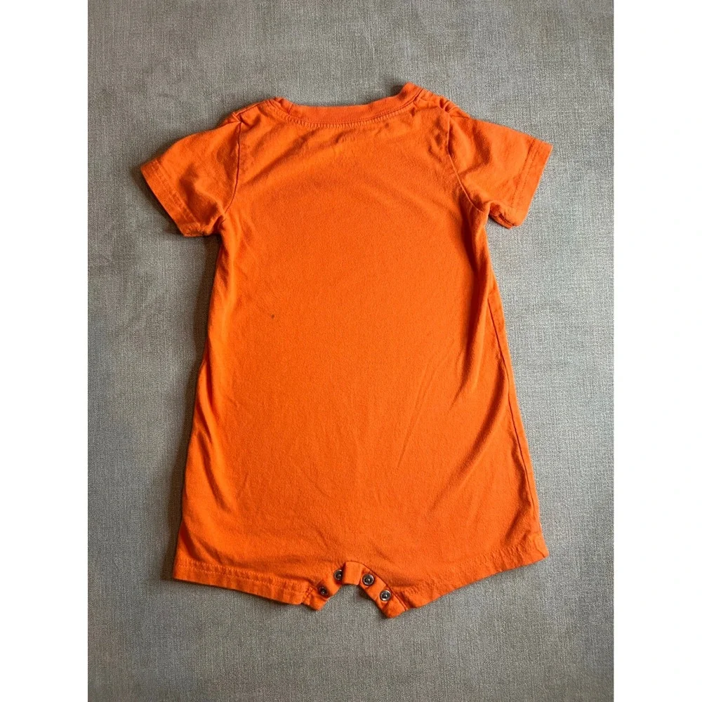 Carters Baby Boy Orange Tiger Graphic Short Sleeve Romper 12 Months RN 35623