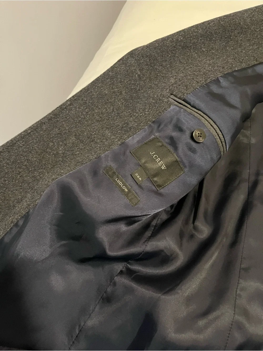J. Crew Gray Wool-Blend Coat with Navy Lining