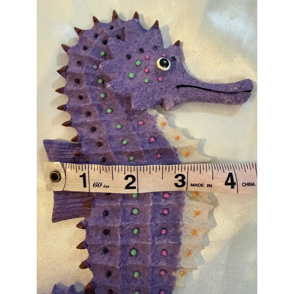 Purple Seahorse Wall Decor Coastal Nautical Hand Painted Textured Plaque 8 Inch
