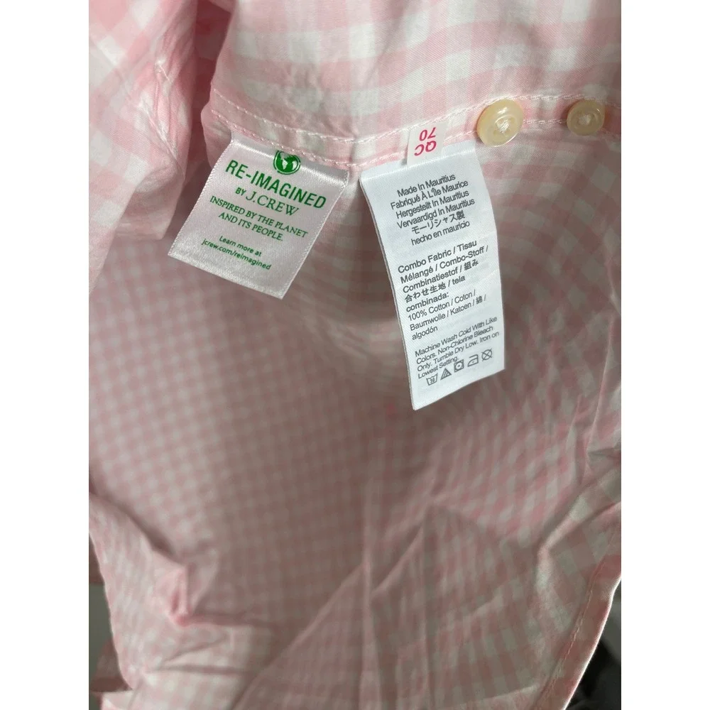 J.Crew Secret Wash Classic Fit Pink Gingham Cotton Shirt Men's L Tall