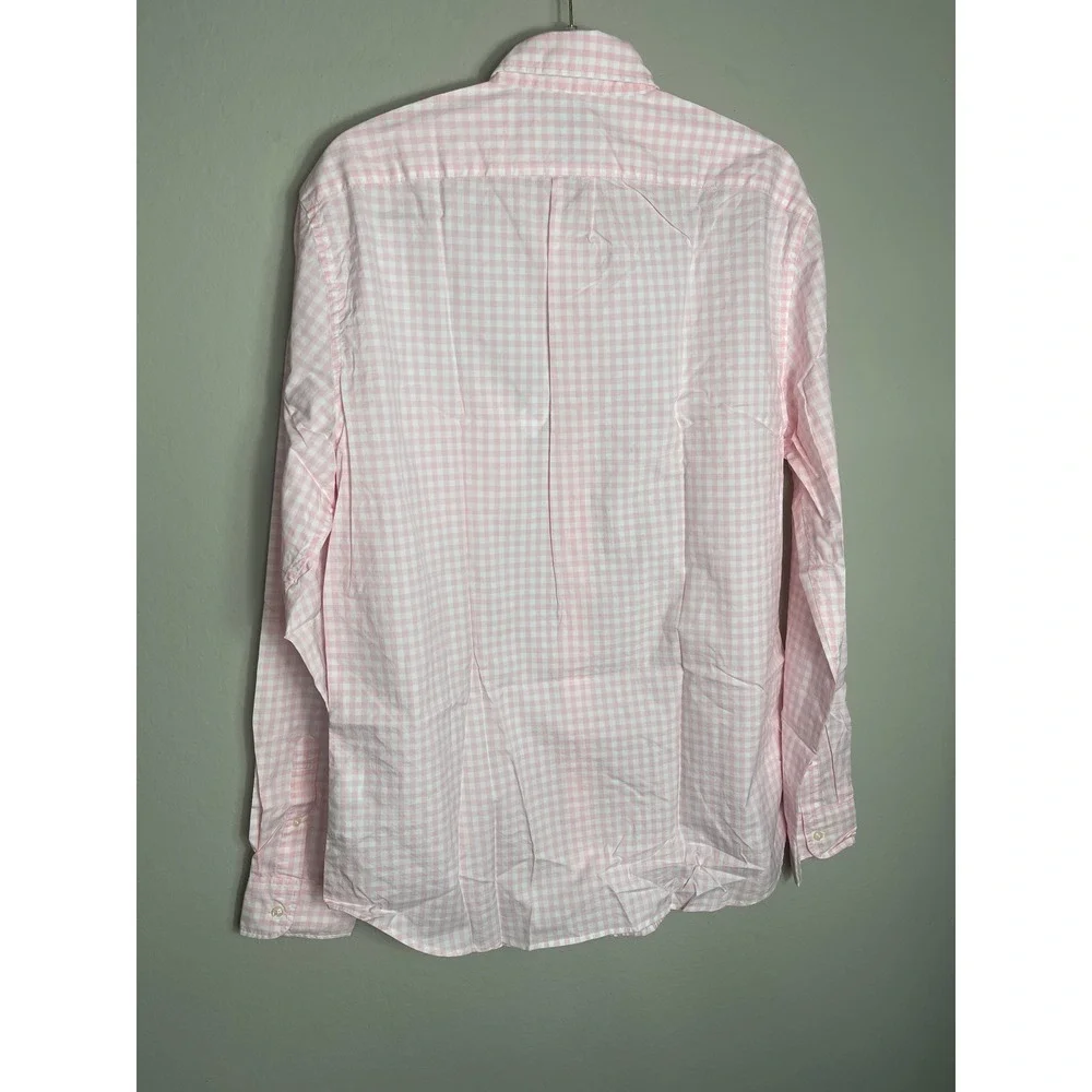 J.Crew Secret Wash Classic Fit Pink Gingham Cotton Shirt Men's L Tall