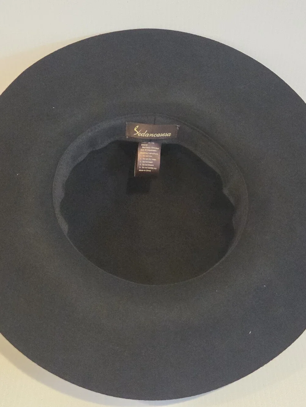 Black Wool Wide Brim Floppy Hat 3” Brim Boho Style Felt Soft Crown Womens Medium