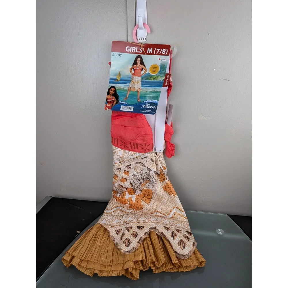 Disney Moana Girls Costume Dress Disguise Size Medium 7-8 Halloween Dress Up New