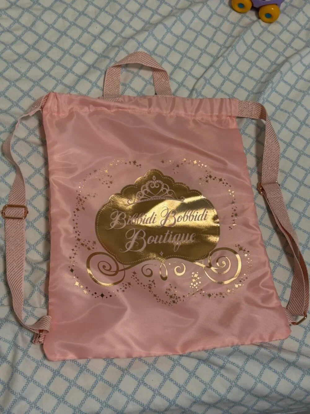 NEW. Disneyland Bibbidi Bobbidi Boutique Pink Satin Backpack.