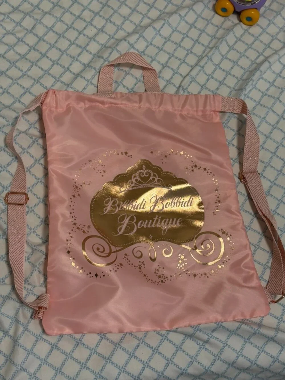 NEW. Disneyland Bibbidi Bobbidi Boutique Pink Satin Backpack.