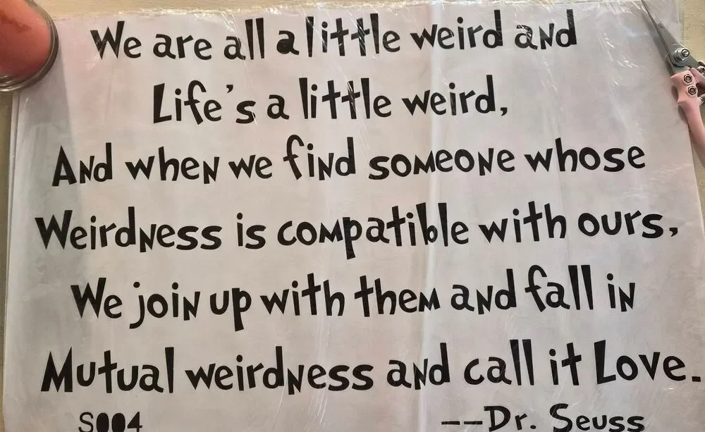 NWT Dr Seuss Vinyl Decal: We Are All A Little Wierd, Fall in Love Newlyweds Gift
