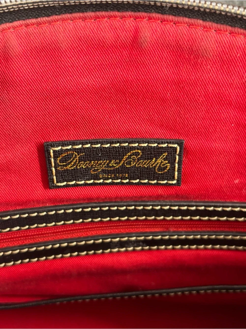 Red Buffalo Plaid Satchel with Black Leather Trim