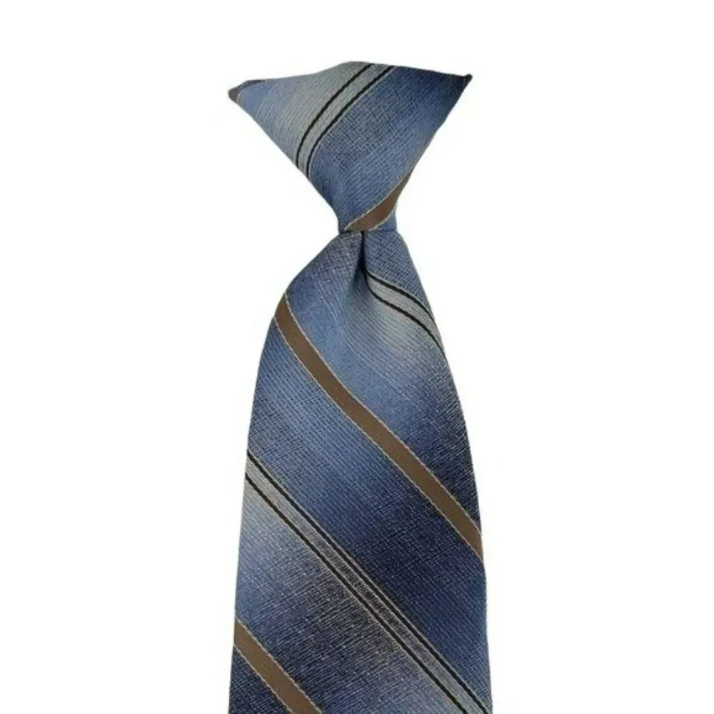 Wembley Boys Wash‎ and Wear Blue Striped Clip On Neck Tie