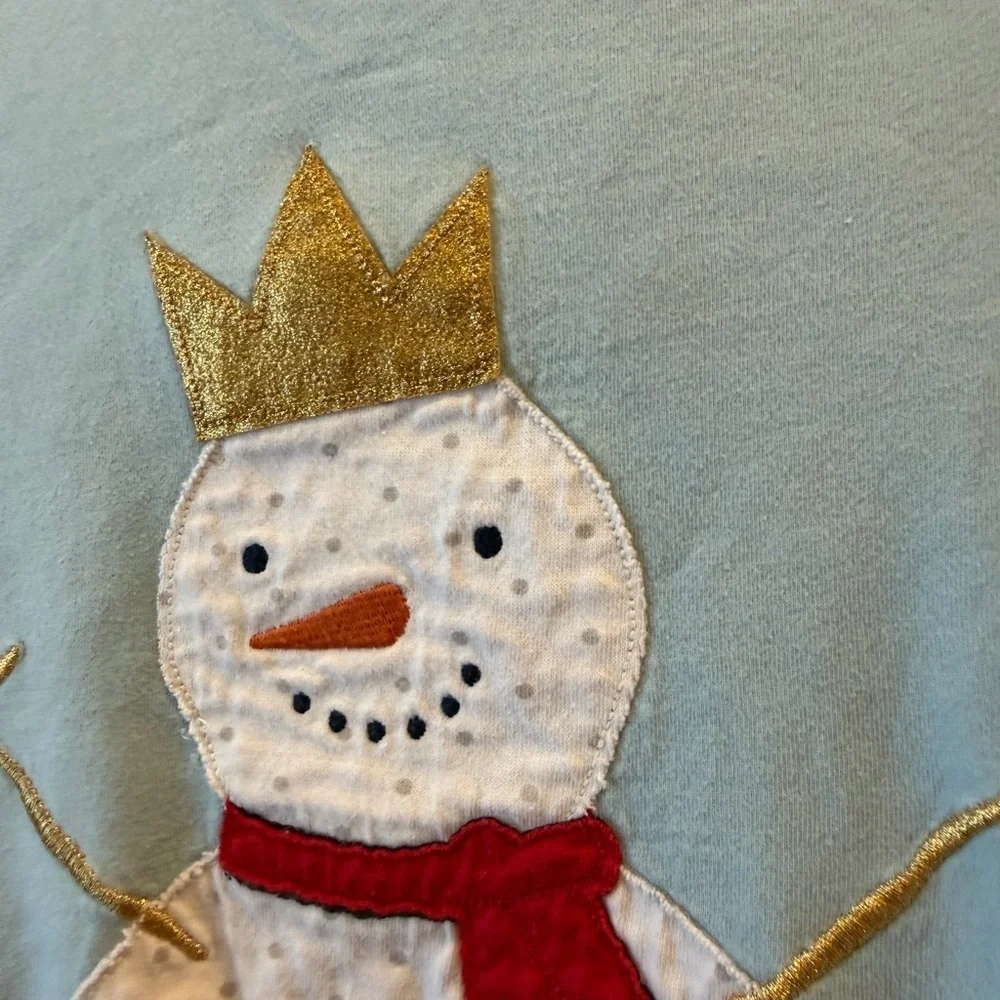 Mini Boden festive snowman appliqué dress