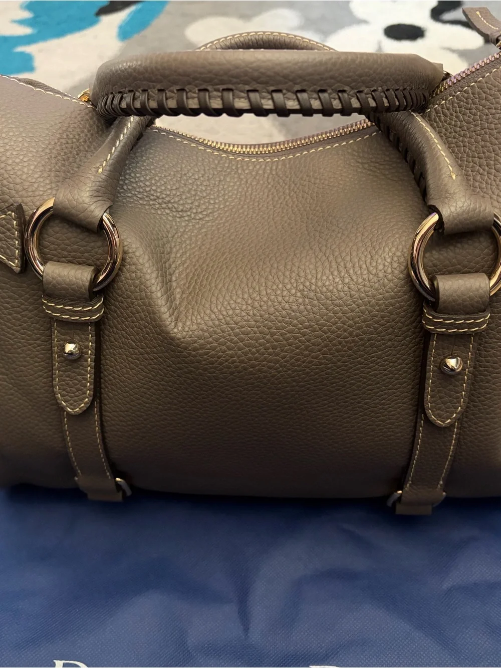 Dooney & Bourke Pebble Leather Satchel in Taupe