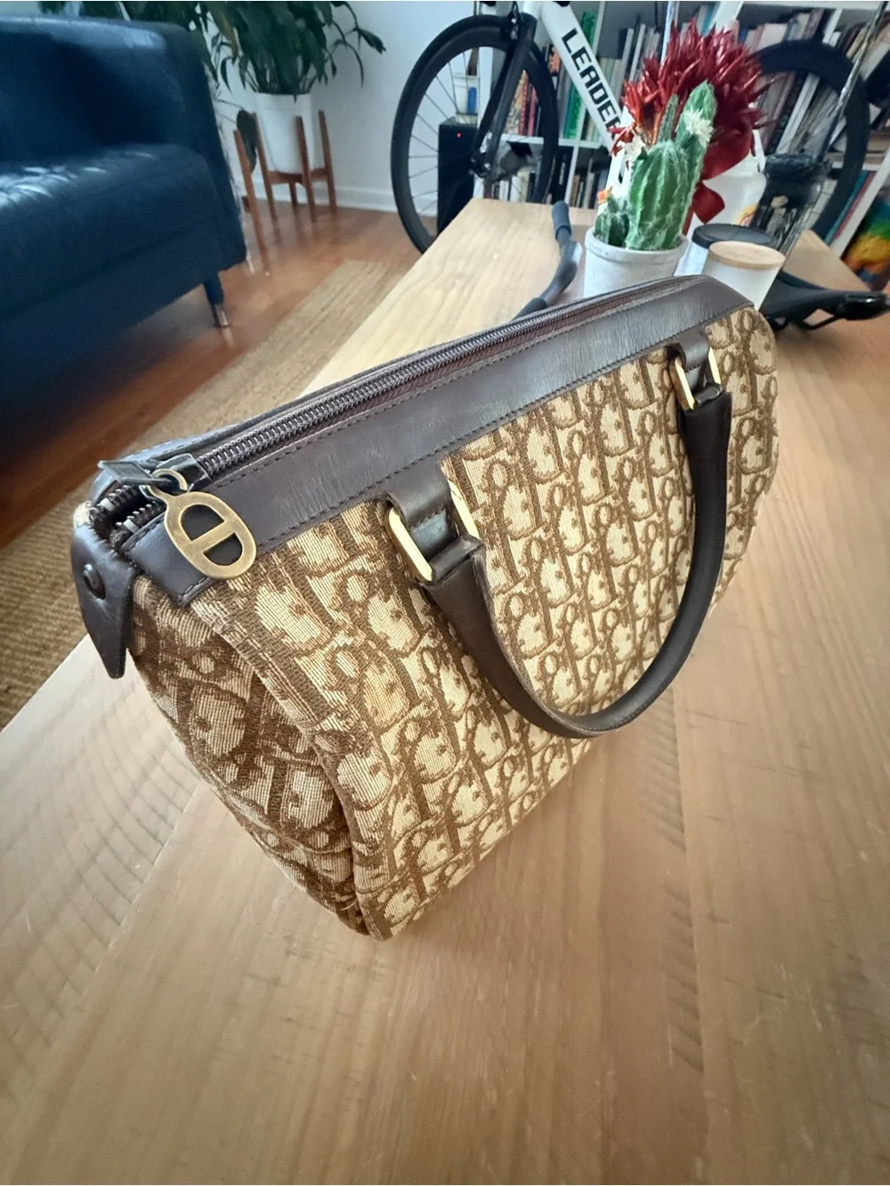 Dior Beige and Brown Monogram Satchel