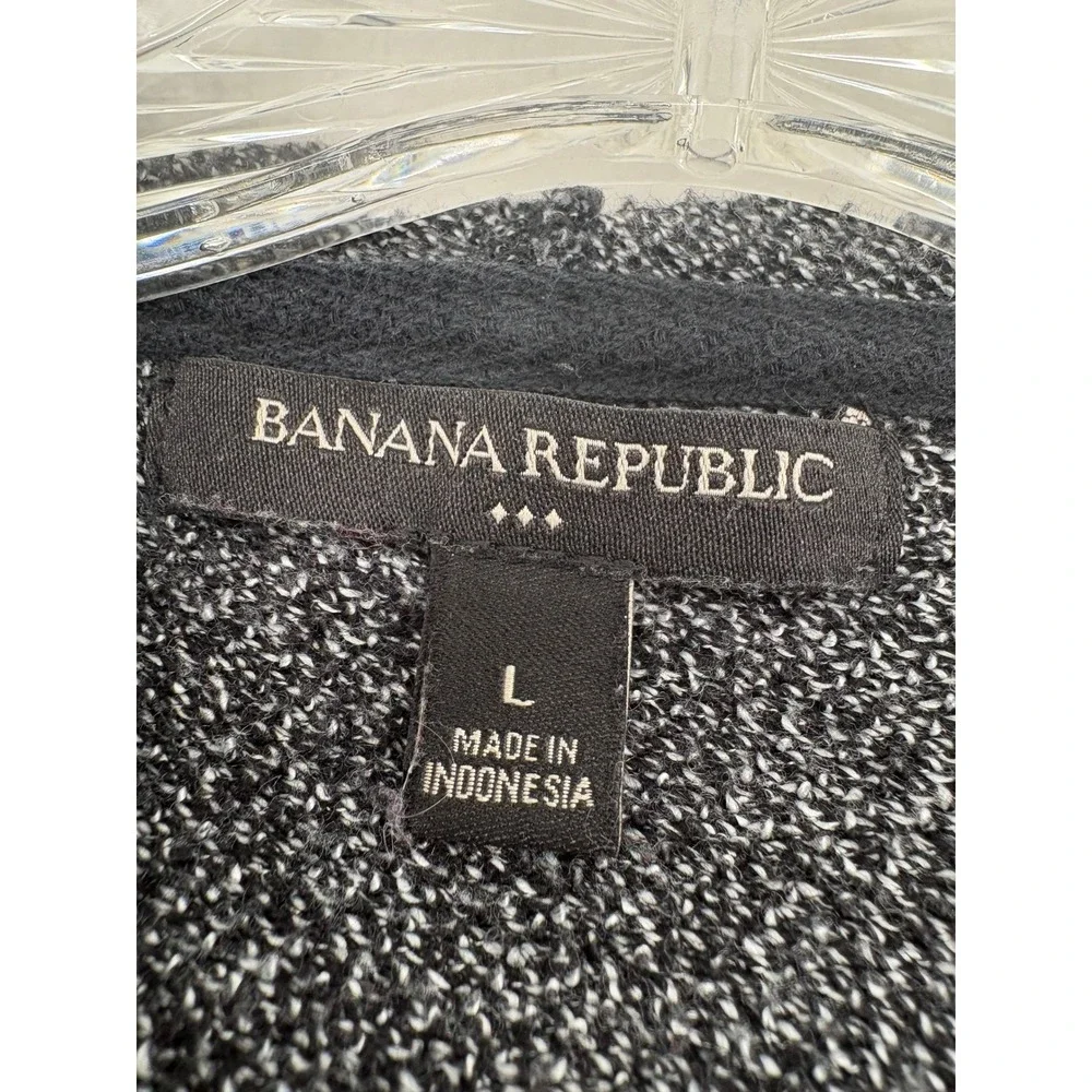 Banana Republic Hoodie Mens Size L Full Zip Jacket Gray Black Knit 659232-00‎
