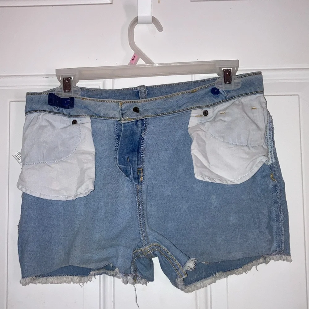 CAT and JACK Blue Stars and Stripes Stretch Denim Jean Shorts Girls XL 14 16