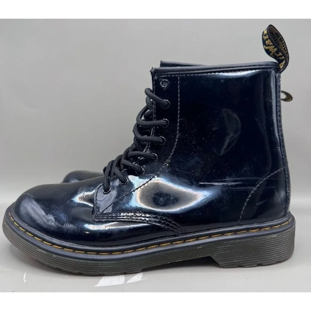 Dr. Martens 1460 J Patent Leather Lace-Up Boots Black Youth JY004 – Size 4