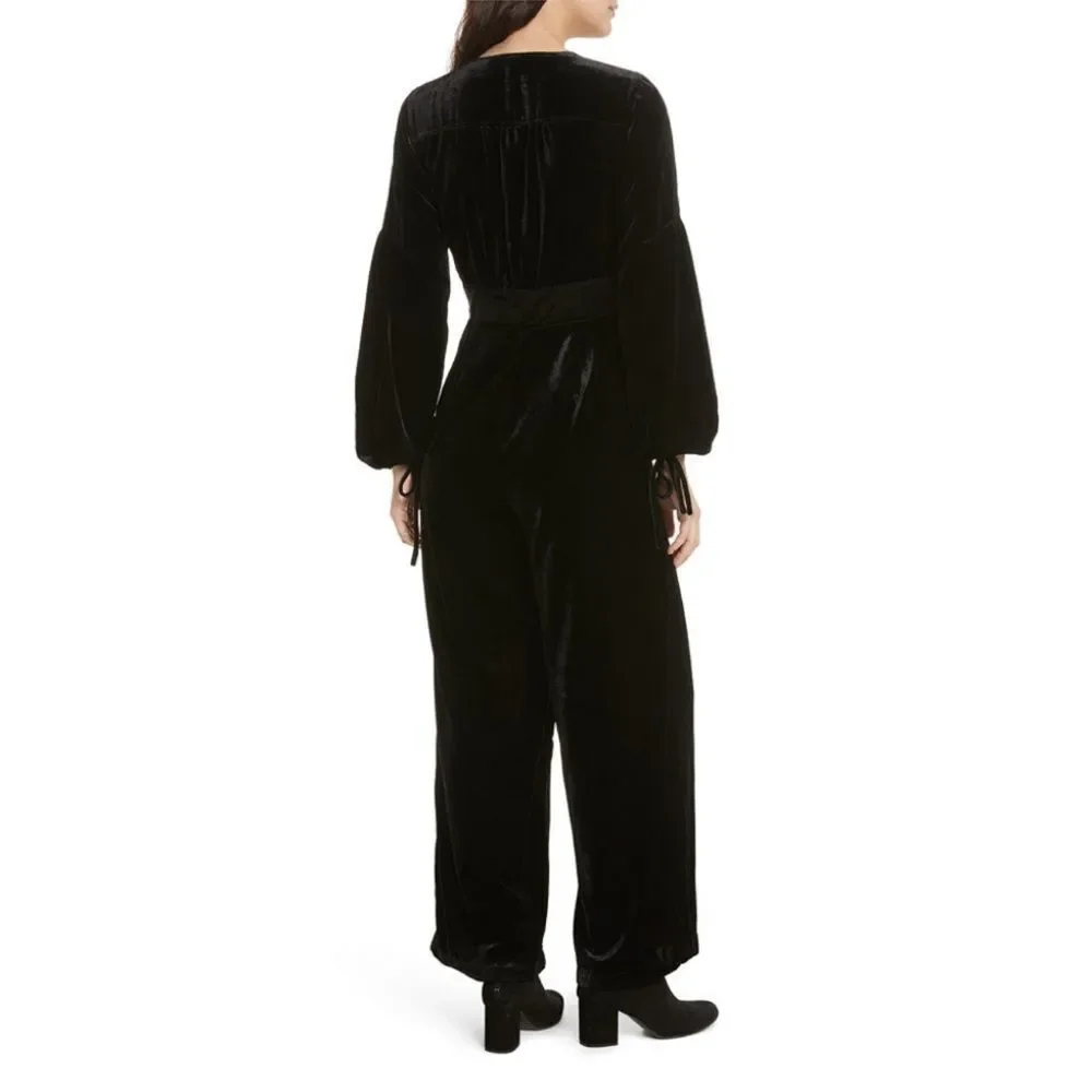 Free People Black True Lovin Velvet Jumpsuit SS6