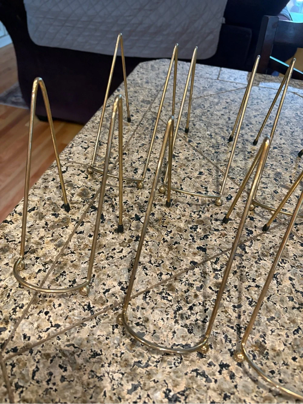 Gold Tone Vintage Footed Easels for Plates Lot of 10!