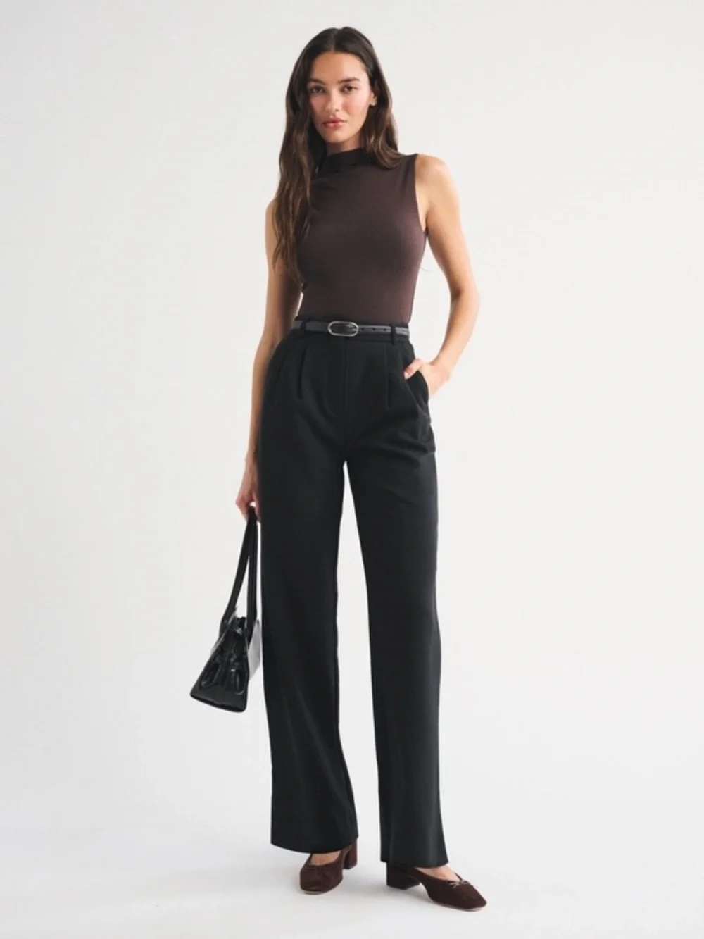Abercrombie & Fitch Black Sloan Tailored Wide-Leg Pants Size 24/00R