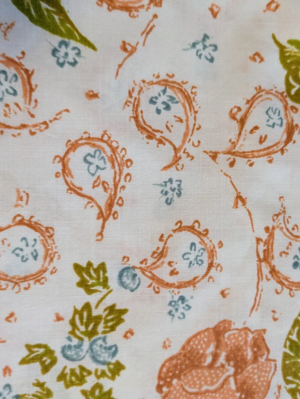 Sheet Queen Flat Floral Cotton Dacron Polyester Coral, Olive Sky Blue 90 x 106