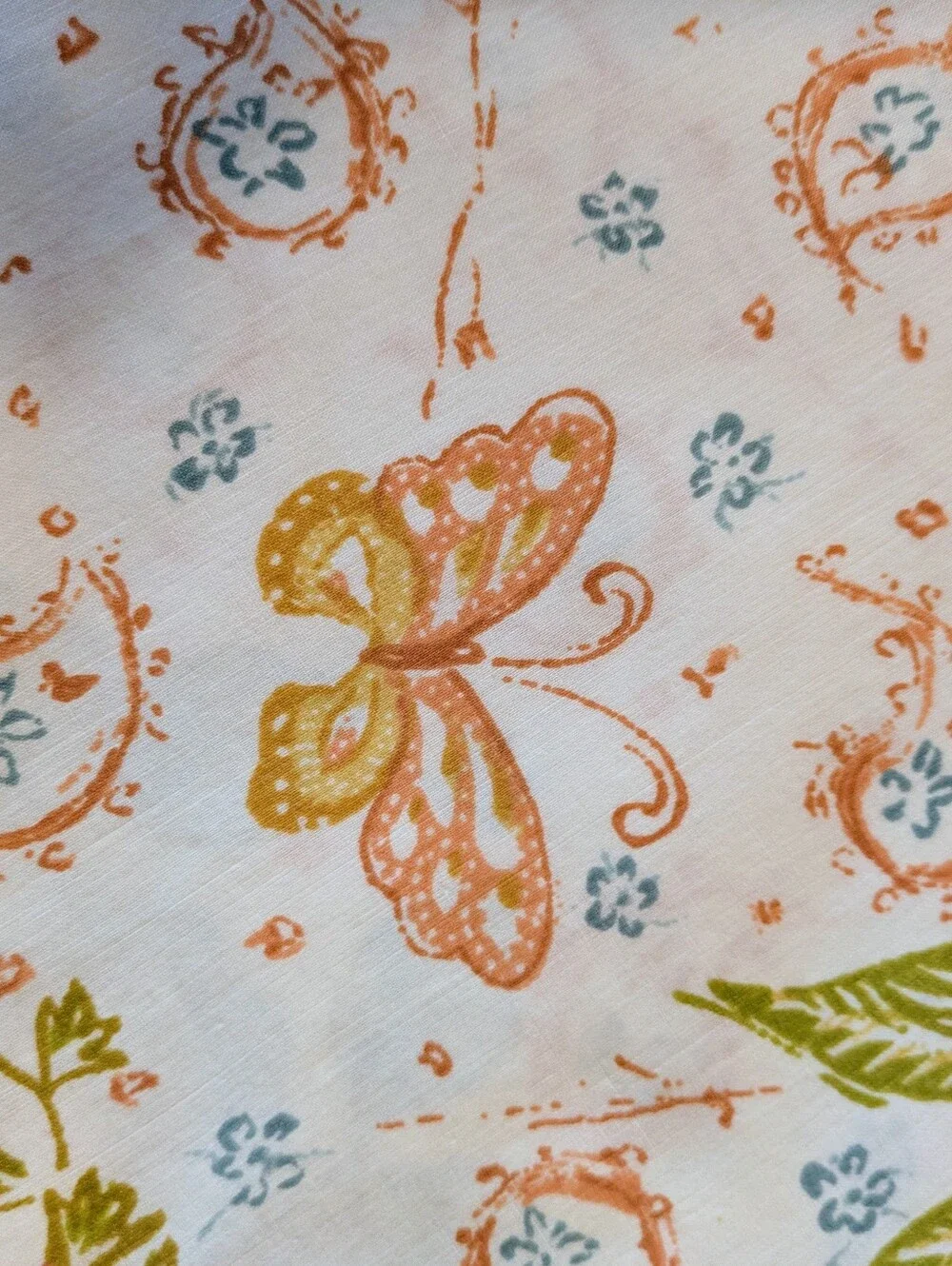 Sheet Queen Flat Floral Cotton Dacron Polyester Coral, Olive Sky Blue 90 x 106