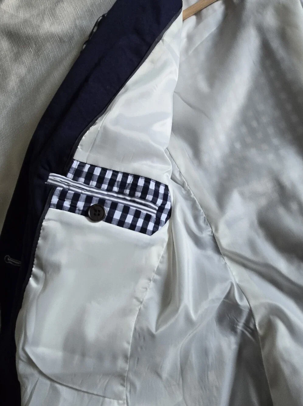 J.Crew Navy White Gingham Seersucker Blazer 6 Coastal Preppy Nautical Blue Prep