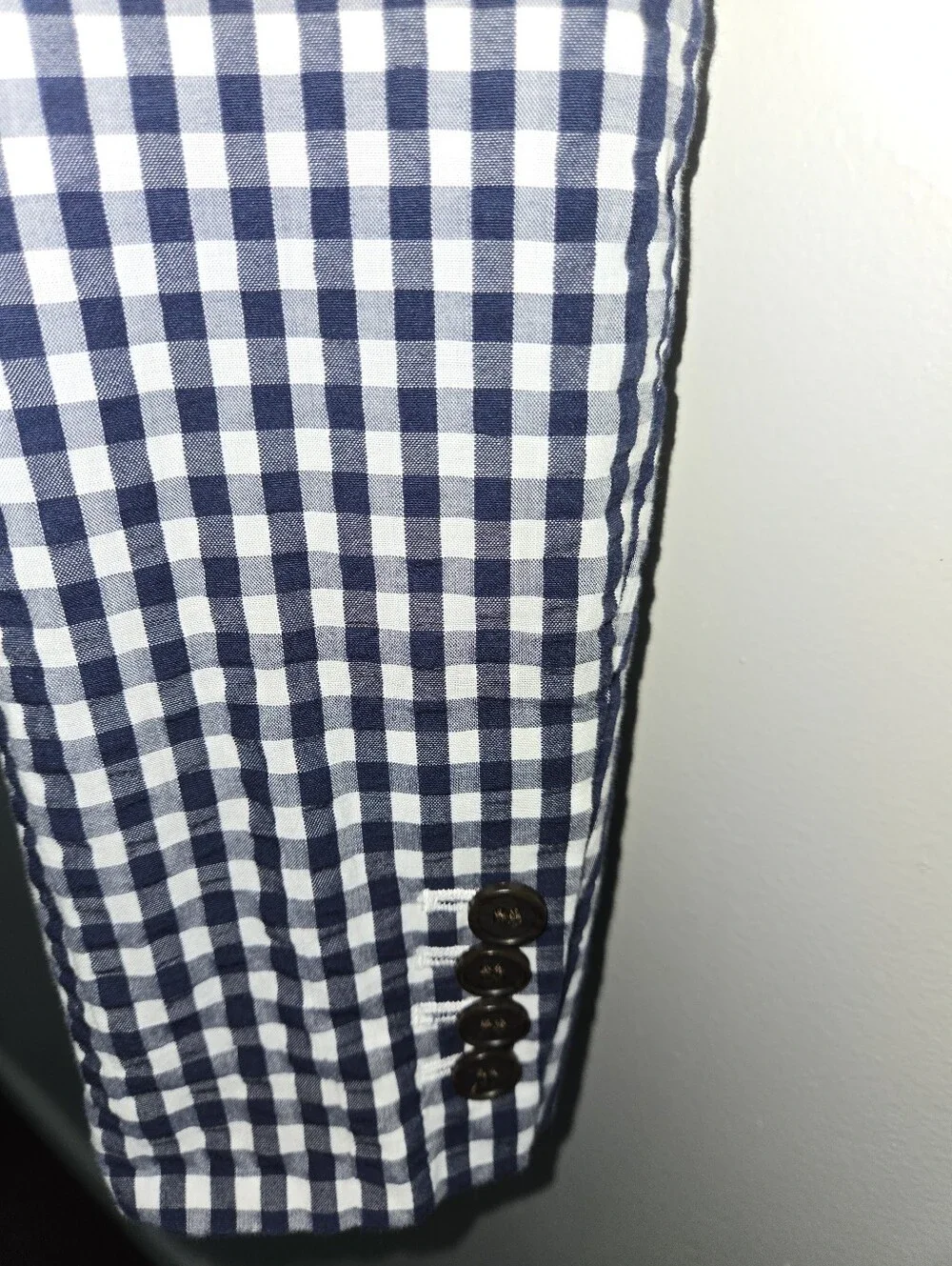 J.Crew Navy White Gingham Seersucker Blazer 6 Coastal Preppy Nautical Blue Prep