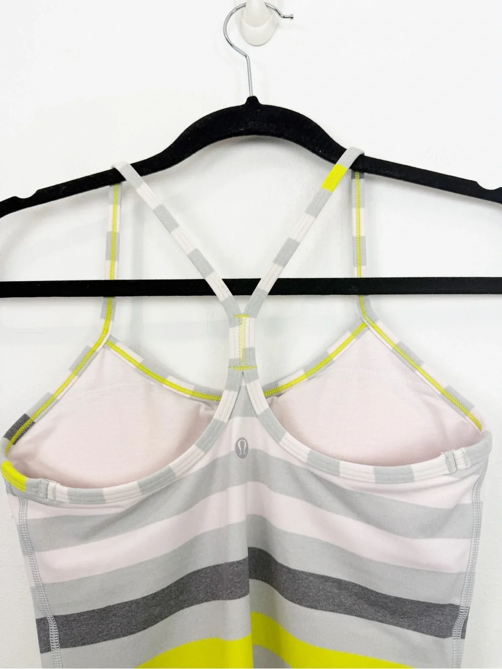 Lululemon Power Y Gray Yellow Stripe Tank Top Size 4 NWT