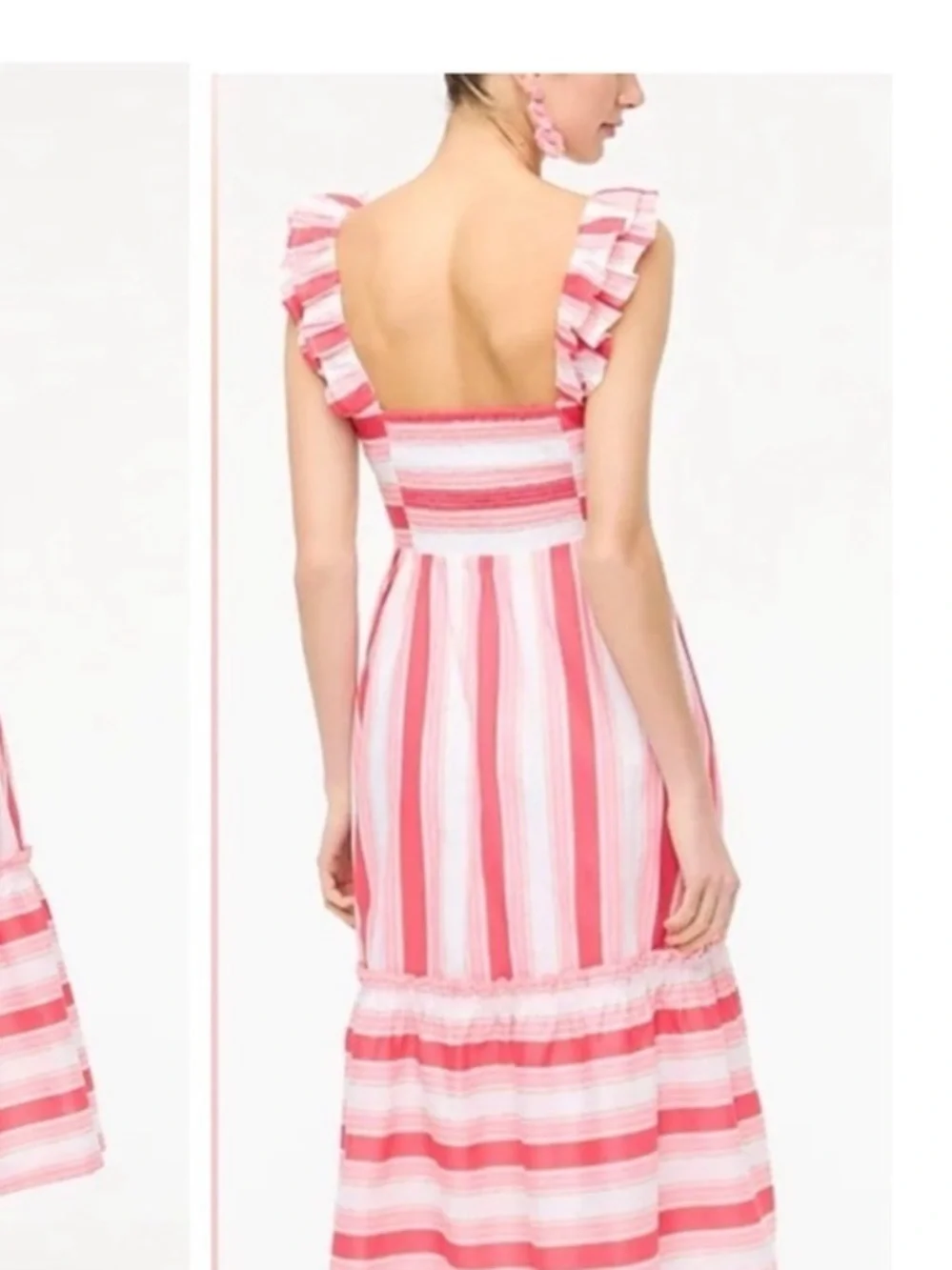 J. CREW | Striped Pink and White 100% Cotton Ruffle Straps