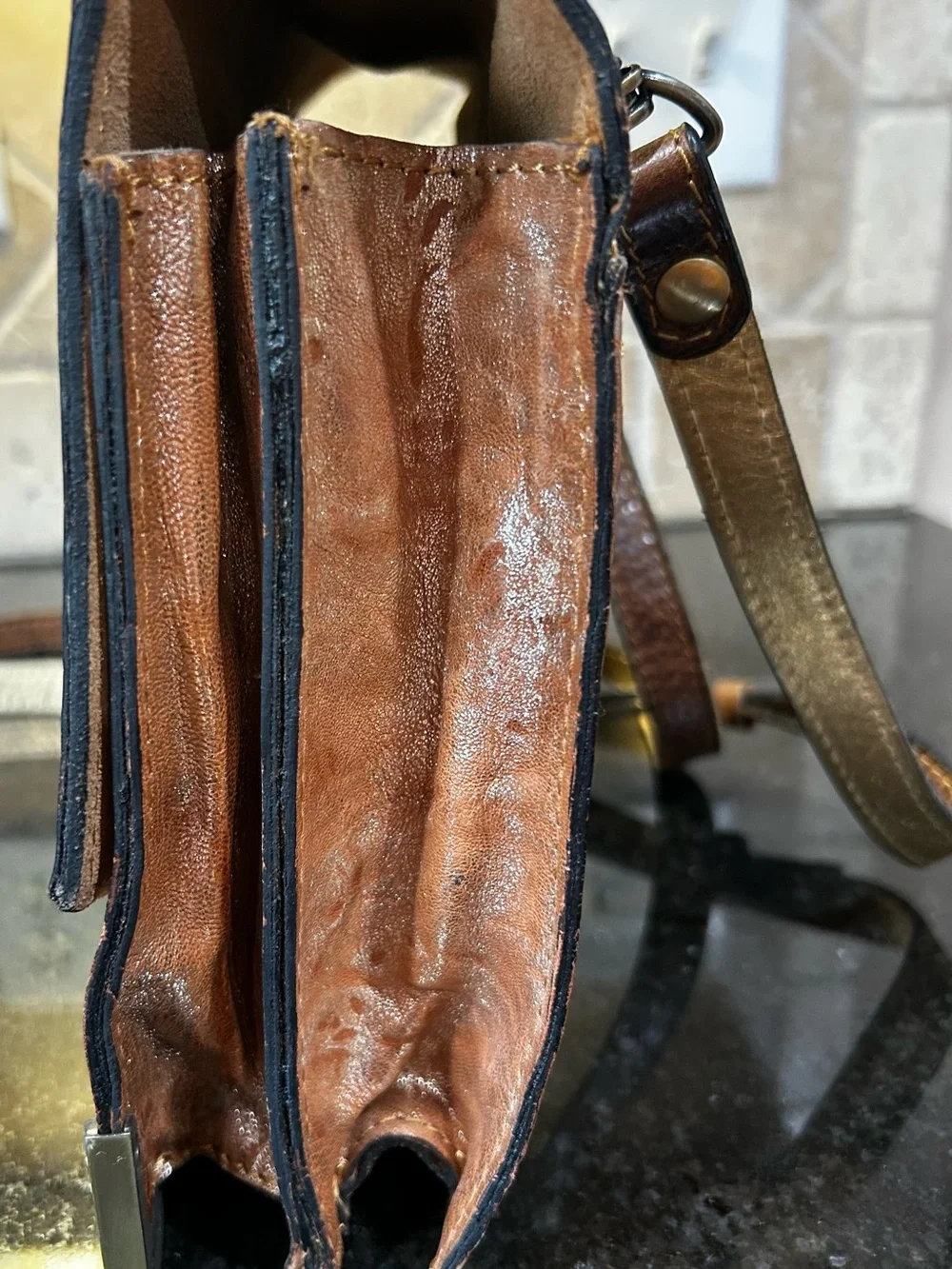 Patricia Nash Burnished Gold Tooled Leather Lanza Crossbody Bag