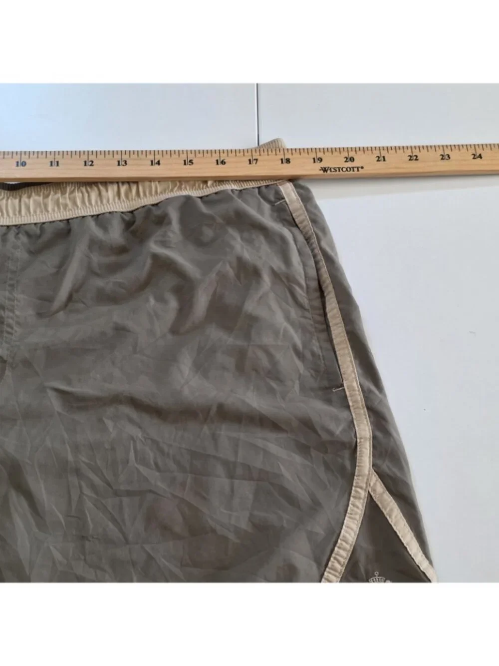 Nero Perla La Perla Swim Trunks Shorts Men XXL Olive Tan Mesh Lined Italy FLAW