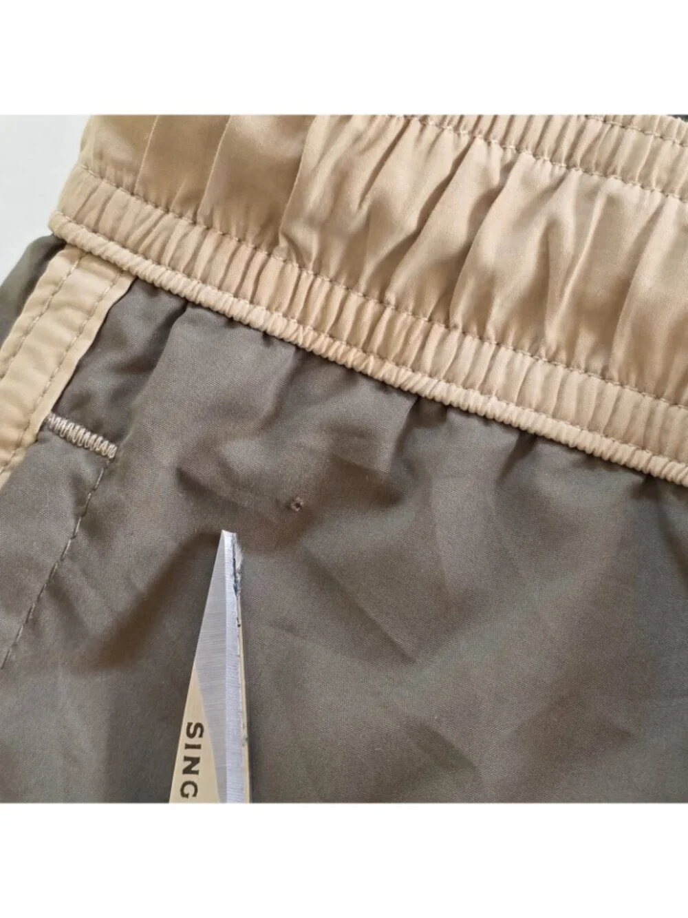Nero Perla La Perla Swim Trunks Shorts Men XXL Olive Tan Mesh Lined Italy FLAW